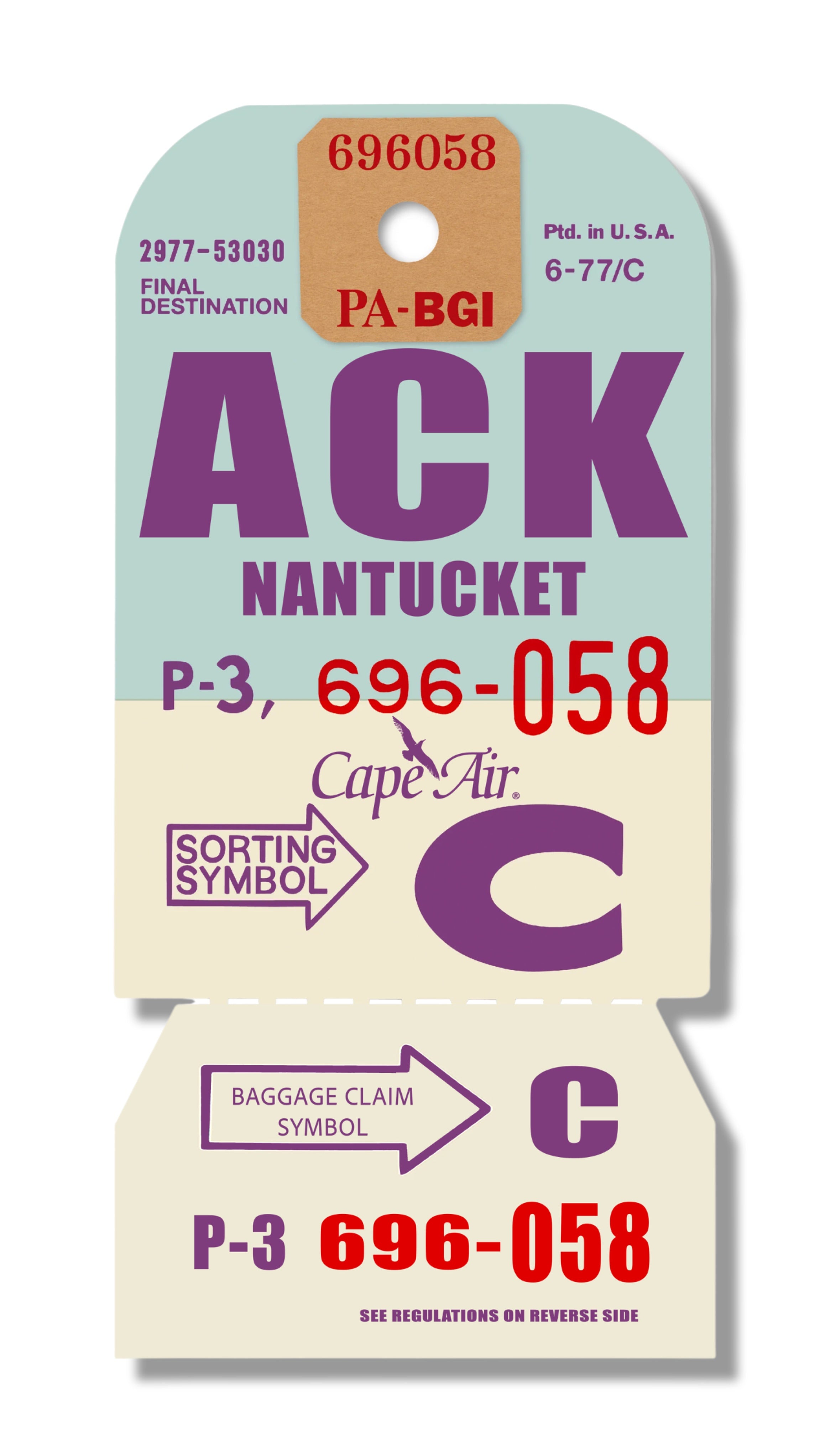 NANTUCKET VINTAGE LUGGAGE TAG