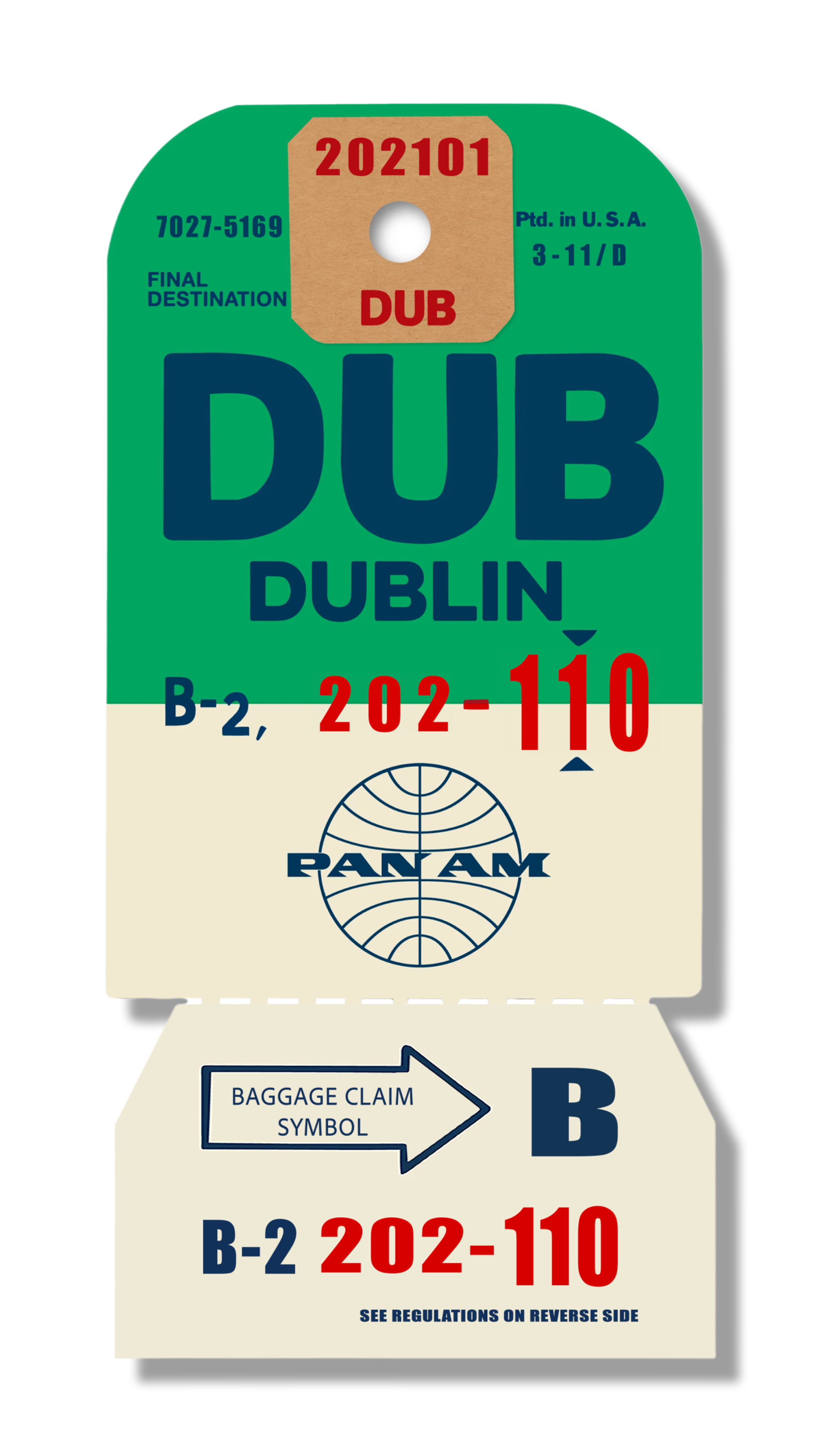 DUBLIN IRELAND VINTAGE LUGGAGE TAG